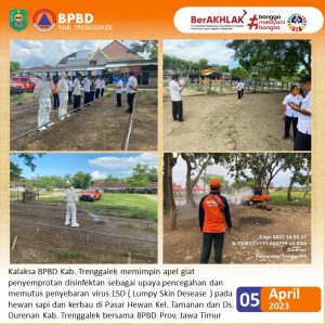 Penyemprotan disinfektan di Pasar Hewan. 5 April 2023