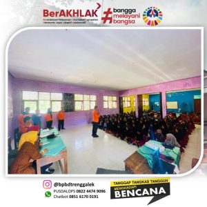 Kamis, 21 September 2023. Sosialisasi Komunikasi, Informasi dan Edukasi (KIE) Rawan Bencana yang bertempat di SMPN 2 Bendungan