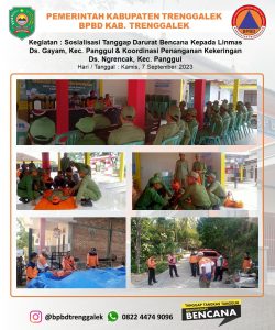 Kamis, 07 September 2023. Giat Sosialisasi dan Simulasi Bencana di Desa Gayam Kecamatan Panggul dan Koordinasi Penanganan Kekeringan di Desa Ngrencak Kecamatan PanggulKamis, 07 September 2023.