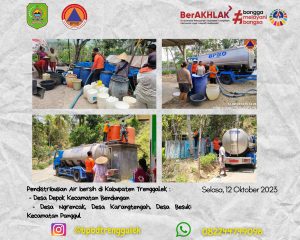 Kamis, 12 Oktober 2023. Distribusi Air Bersih di Desa Depo Kec. Bendungan, dan Desa Ngrencak, Desa Karangtengah, Desa Besuki Kecamatan Panggul