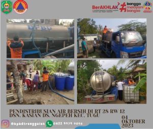 4 Oktober 2023. Pendistribusian Air bersih di Dsn Kasian Ds. Ngepeh Kec. Tugu