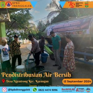Kamis, 12 September 2024 BPBD Kab. Trenggalek mendistribusikan air bersih ke Kecamatan Tugu dan Kecamatan Karangan