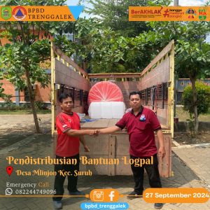 Jumat, 27 September 2024 Badan Penanggulangan Bencana Daerah Kabupaten Trenggalek melakukan penyaluran Tandon air