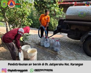Senin, 28 Oktober 2024 BPBD Kab. Trenggalek mendistribusikan bantuan air bersih Ke Kec. Trenggalek, Kec. Karangan dan Kec. Gandusari
