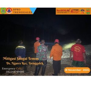 Senin 18 November 2024, Personil BPBD bersama TNI, Polri, PUPR, Perangkat Desa dan Masyarakat Melaksanakan pengecekan luapan air Sungai Temon