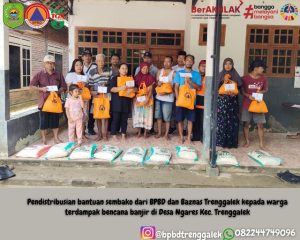 BPBD Kabupaten Trenggalek bekerja sama dengan Baznas Trenggalek pada hari Rabu, 20 November 2024, menyalurkan bantuan logistik kepada warga Desa Ngares, Kecamatan Trenggalek.