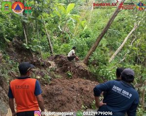Minggu, 15 Desember 2024. Terjadi tanah longsor di RT. 27 RW. 07 Dsn. Sumbermadu Ds. Pucanganak Kec. Tugu